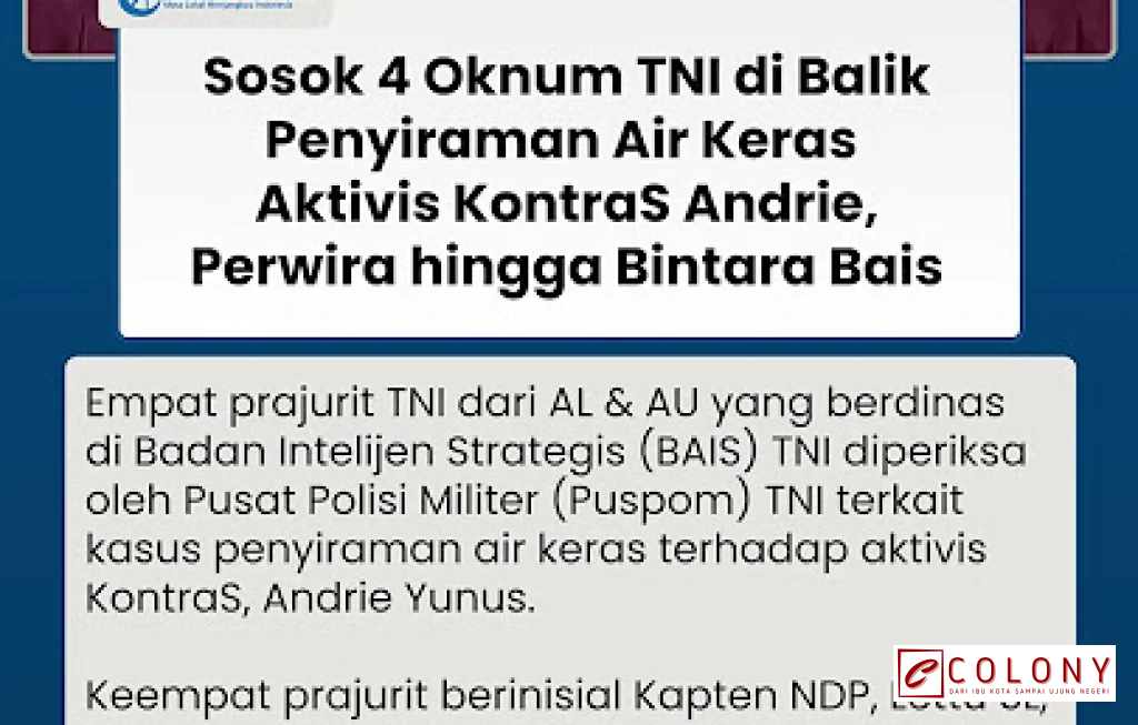 oknum TNI pelaku penyiraman