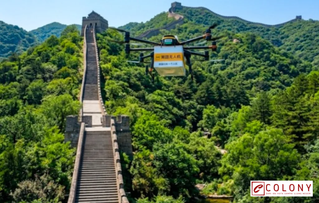drone antar makanan tembok besar china