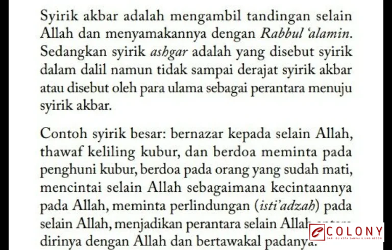 syirik besar dan syirik kecil