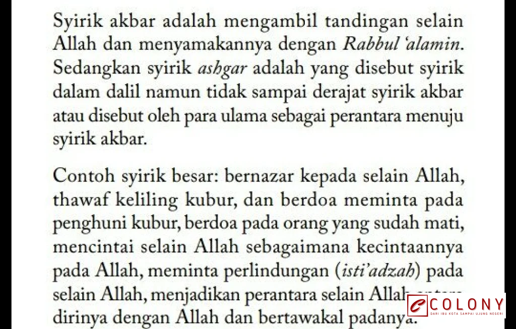 syirik besar dan syirik kecil