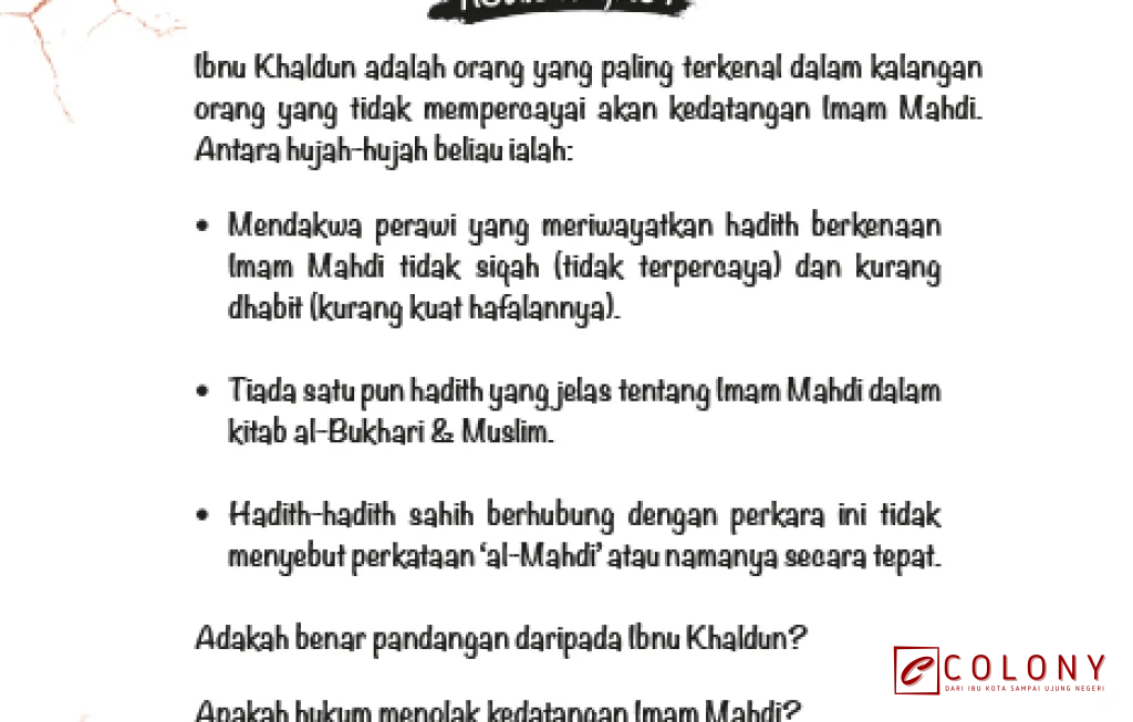 Imam Mahdi Tanda Kemunculan